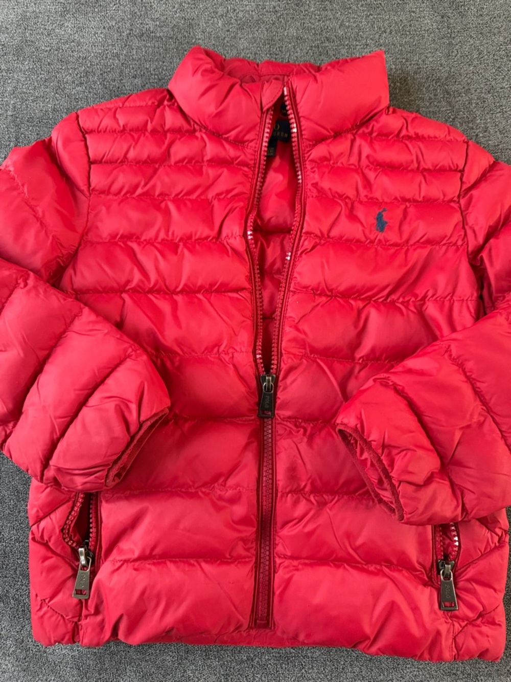 Ralph Lauren Bright Red Quilted Puffer Jacket with Polo Logo